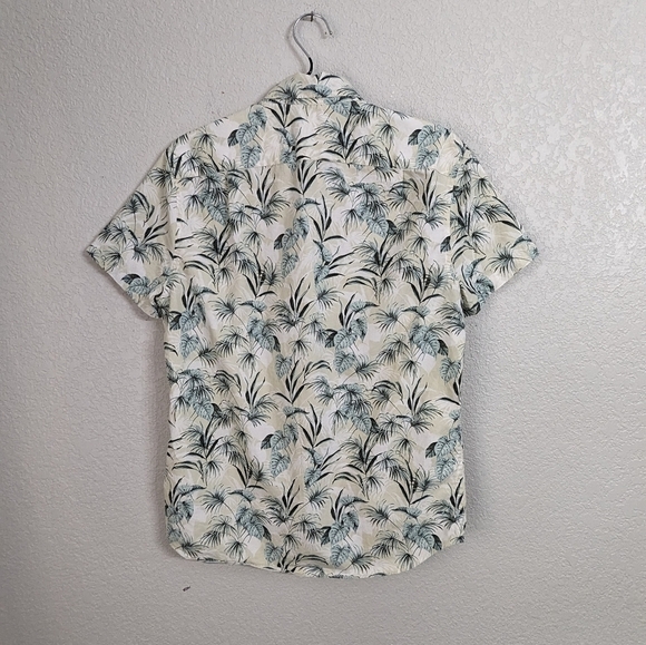 J.Crew Men Button Down Shirt Tropical Tan Green Short Sleeve Lightweight Size S - Picture 2 of 8